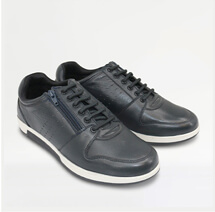 Wide G Fit Leather Trainers with Side Zip - MJ103